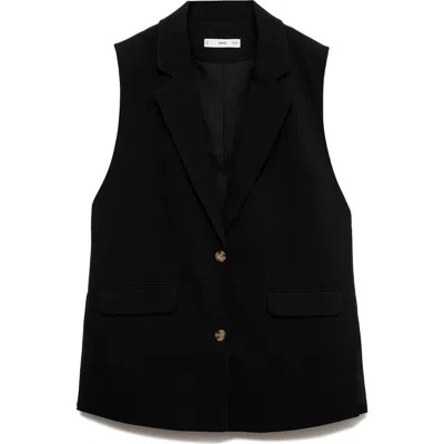 Mango Long Vest In Black