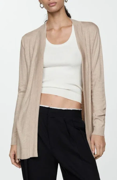 Mango Longline Cardigan In Sand