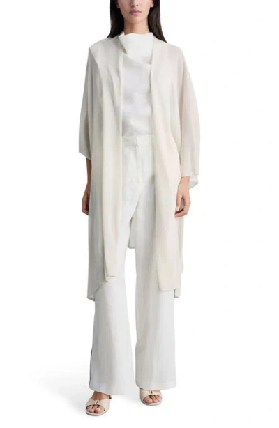 Mango Longline Open Front Cardigan In Ice Grey