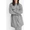 Mango Longline Tie Belt Cardigan In Gray