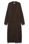 Mango Longline Tie Belt Cardigan In Brown