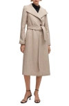 Mango Longline Wool Blend Coat In Medium Brown