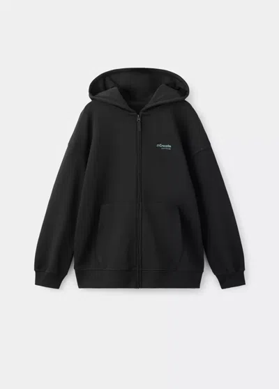 Mango Kids' Loose Fit Hoodie In Black