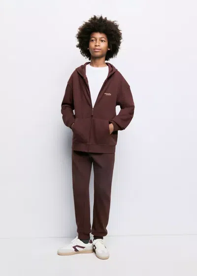 Mango Kids' Loose Fit Hoodie In Brown