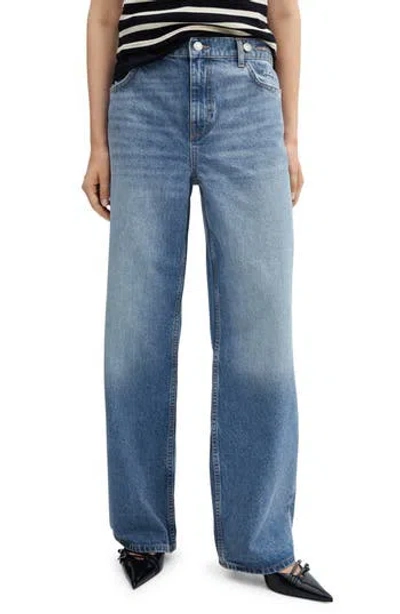 Mango Loose Fit Wide Leg Jeans In Medium Vintage Blue
