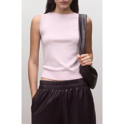 Mango Lorito Sleeveless Rib Trim Wool Sweater In Pink