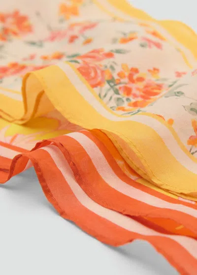 Mango Lot 2 Foulards À Imprimé Fleuri Orange - Femme - Taille Unique -