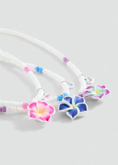 Mango Kids' Pack Of 3 Combined Necklaces White