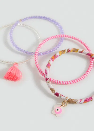 Mango Kids' Pack Of 4 Bracelets Pink