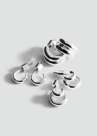 Mango Lot Créoles Combinées Argent - Femme - Taille Unique -