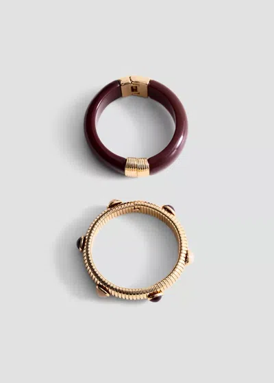Mango Lot De 2 Bracelets Au Design Irrégulier In Or
