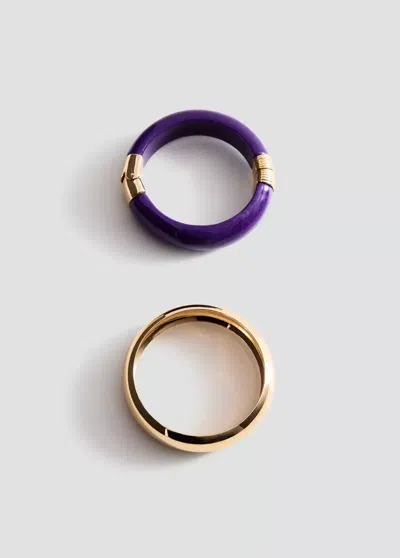 Mango Lot De 2 Bracelets Au Design Irrégulier In Or