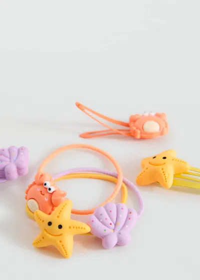 Mango Kids' Pack Of Rubber Bands And Clips Light/pastel Purple