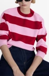 Mango Lotuini Stripe Sweater In Bright Red
