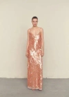 MANGO LOW-CUT TEARDROP SEQUINNED DRESS PASTEL PINK