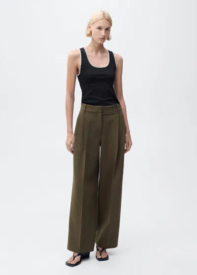 Mango Low-cut Top With Contrasting Trim Black