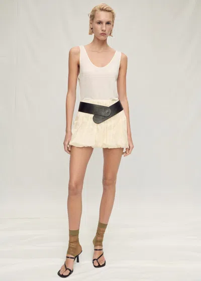 Mango Low-neck Lyocell Top Ecru In Écru