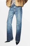 Mango Low Rise Flare Jeans In Blue