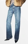 Mango Low Rise Flare Jeans In Blue
