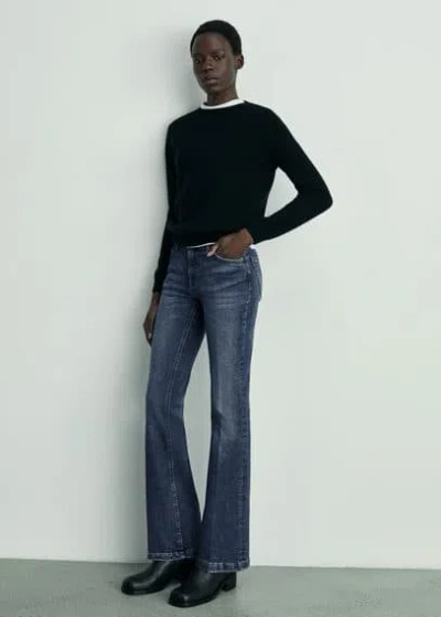 Mango Low-rise Flared Jeans Dark Vintage Blue