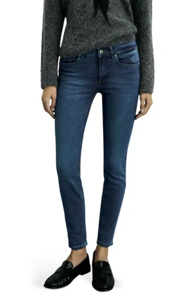 Mango Low Rise Push-up Skinny Jeans In Dark Blue