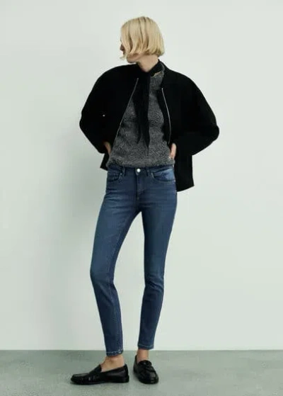 Mango Low-rise Push-up Skinny Jeans Dark Blue