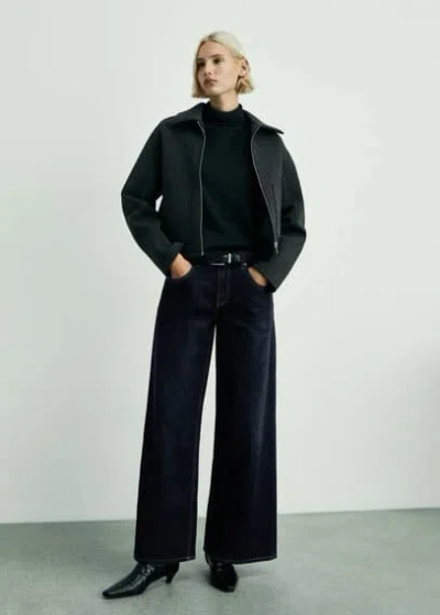 Mango Low-rise Rinse-wash Wideleg Jeans Open Blue