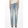 Mango Low Rise Straight Leg Jeans In Blue