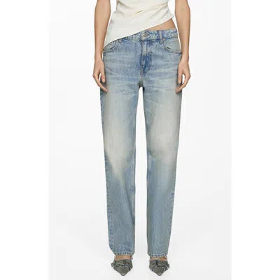 Mango Low Rise Straight Leg Jeans In Blue