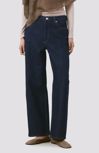 Mango Low Rise Straight Leg Jeans In Blue