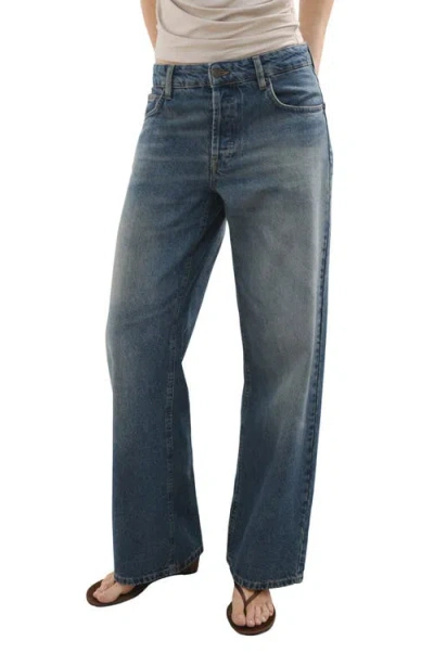 Mango Low Rise Straight Leg Jeans In Blue