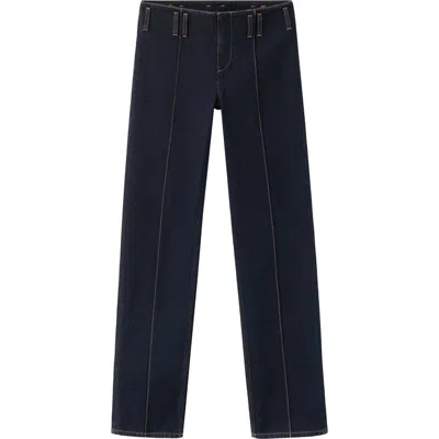 Mango Low Rise Straight Leg Jeans In Blue