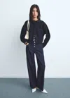 Mango Low-rise Straight-leg Jeans With Buttons Open Blue In Blue