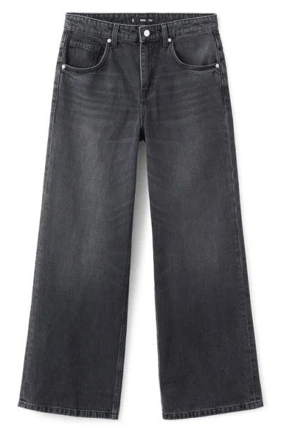 Mango Low Rise Wide Leg Jeans In Black