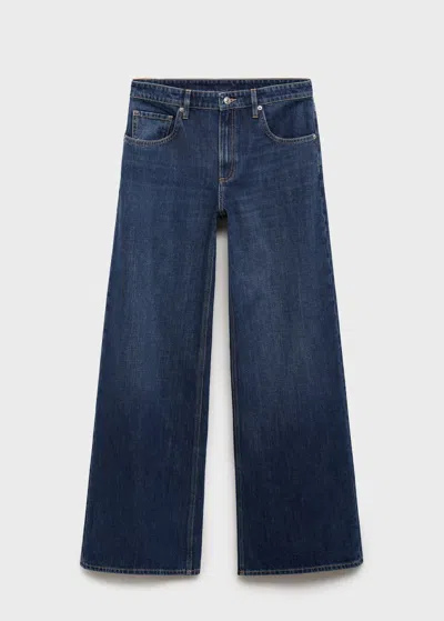 MANGO LOW-RISE WIDE-LEG JEANS DARK BLUE