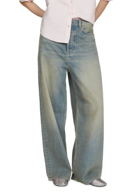 Mango Low Rise Wide Leg Jeans In Denim Grey