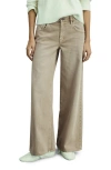 Mango Low Rise Wide Leg Jeans In Sand