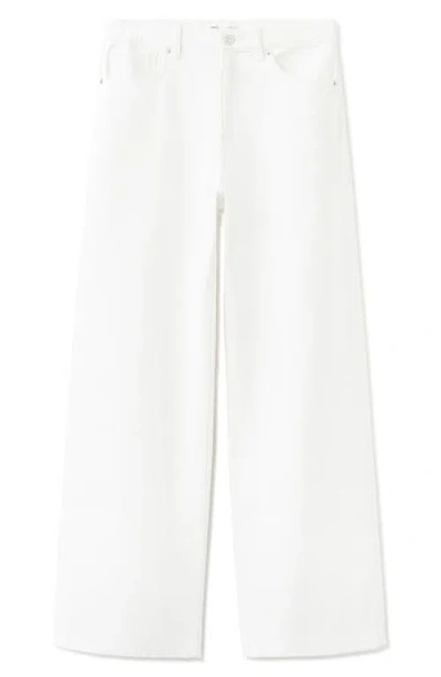 Mango Wide Leg Mid-rise Jeans In Off White