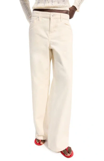 Mango Low Rise Wide Leg Jeans In Brown