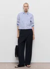 Mango Pantalon Wide Leg À Taille Basse Bleu Marine - Femme - 50 -  In Blue