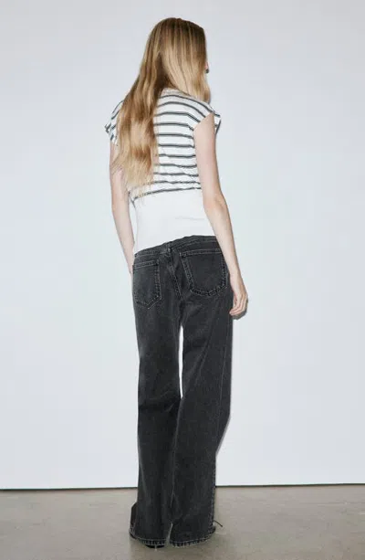 Mango Low Waist Straight Leg Jeans In Black