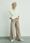 Mango Low Waist Wideleg Jeans Sand In Sand