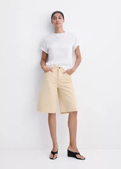 Mango Low-rise Denim Bermuda Shorts In White