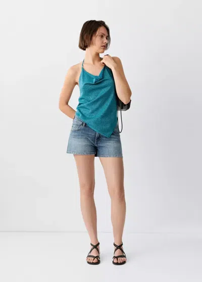 Mango Low-rise Mini Shorts In Blue
