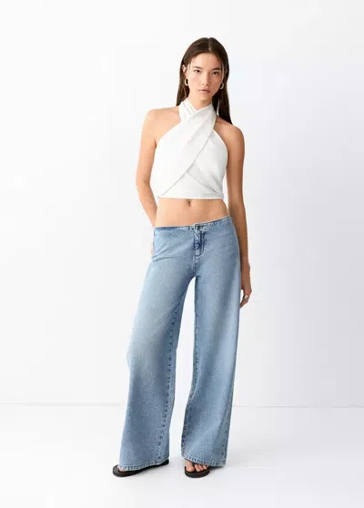 Mango Low-rise Wide-leg Jeans In Blue