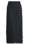 Mango Luisa Embroidered Midi Skirt In Black