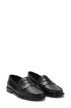 Mango Gathered Leather Moccasin Black In Black