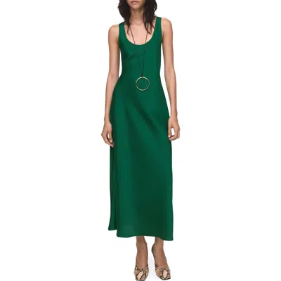 Mango Luisa Satin Maxi Dress In Green