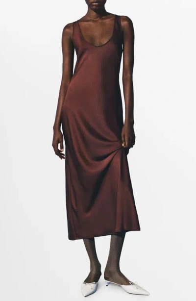 Mango Luisa Tank Dress In Brown