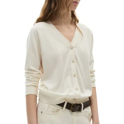 Mango Luka V-neck Cardigan In Ecru
